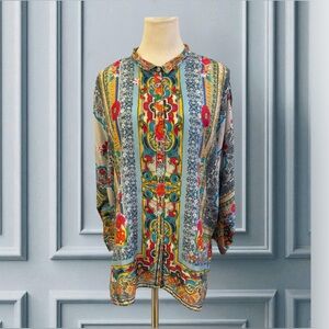 Johnny Was Silk Delia Tunic Blouse Size Medium